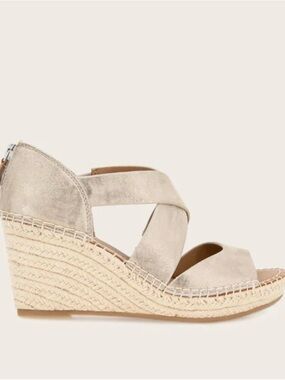 gentle souls - Corinne leather Metallic Espadrille Wedges